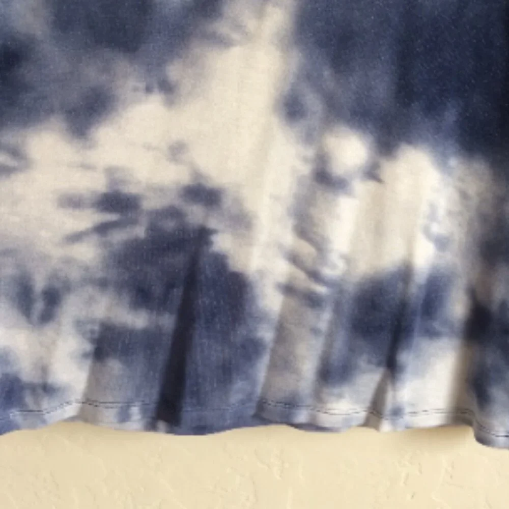 Womens Medium Beach Pool Cover Up Blue Tie Dye Hoodie Hooded Pullover - Picture 3 of 12